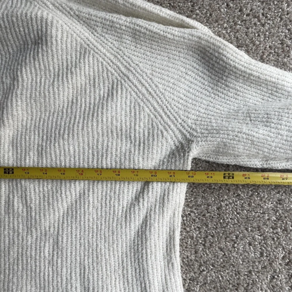 American Eagle Sweater Womens XS White Collared Split Neck Tight-Knit Pullover